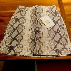 Maje leather animal print skirt.